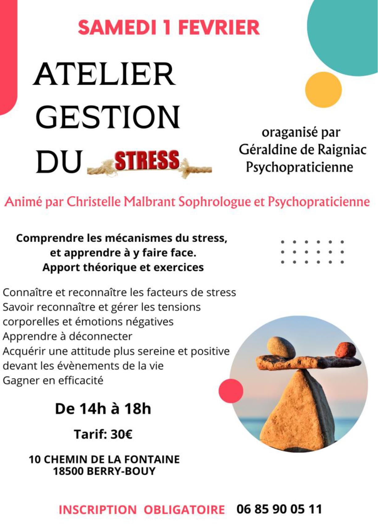 Flyers atelier stress chez géraldine