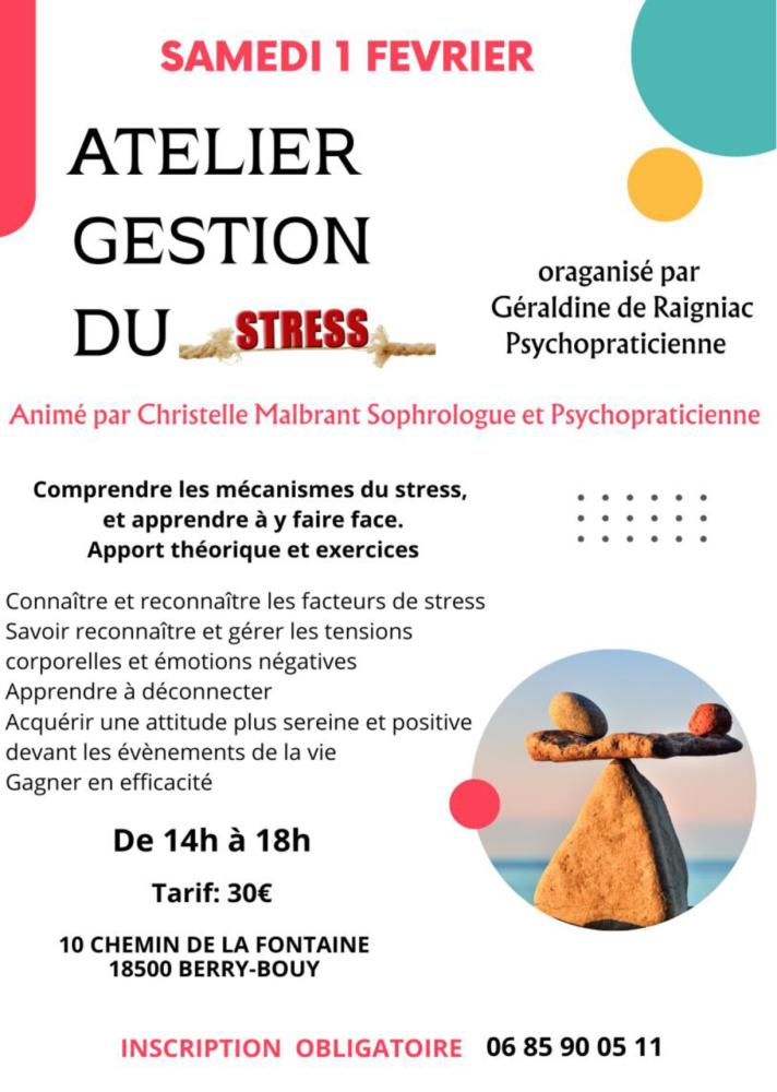 Flyers atelier stress chez géraldine